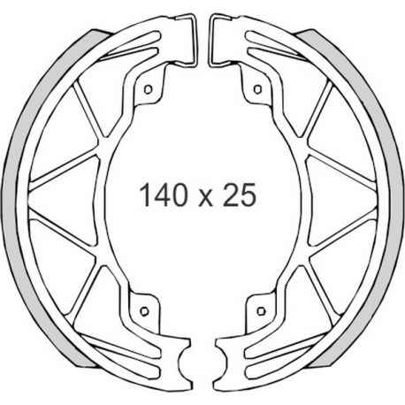 Brenta, brzdové čelisti, Derbi25/50/125/150 PIAGGIO50/125/180 VESPA 50/125 (140x25mm)