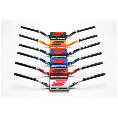 Scar racing, řidítka 28.6mm, model RC BEND, barva oranžová/černá, chránič barva oranžová/černá/bílá
