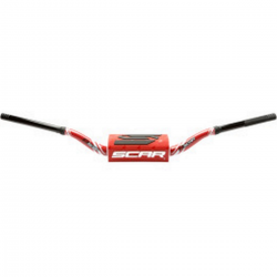 Scar racing, řidítka 28,6mm, model RC BEND, barva červená/černá, chránič barva červená/černá/bílá