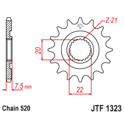 JT, přední řetězové kolečko, 2120 13 Honda CR 125R '04-'07, CRF 250R/X '04-'17