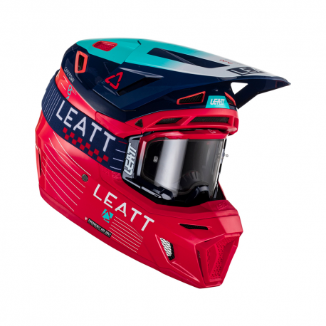 Leatt (kolekce 2023), MX přilba 8.5 V23 (+ MX brýle VELOCITY 5.5 ZDARMA) HELMET KIT RED, barva červená/modrá/modrá, velikost L