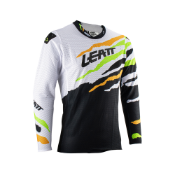 Leatt (kolekce 2023), dres Moto 5.5 ULTRAWELD JERSEY CITRUS TIGER, barva bílá/černá/oranžová/zelená fluo, velikost M
