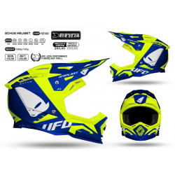 UFO (kolekce 2023), MX přilba Echus, barva modrá - žlutá fluo, velikost XL