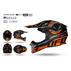 UFO (kolekce 2023), MX přilba Interpid, barva černá, - šedá - oranžová, velikost L