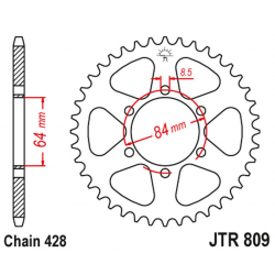 JT, rozeta 809 47 Suzuki TC 100 '72-77, TS 100 '73-75, DR 125 '80-85, SP 125 '82-83 (80947JT) (řetěz  428)