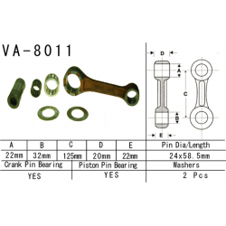 Vesrah, ojniční sada, Kawasaki KX 250 (KX250) '02-'08 (VA8011) (JAPAN)