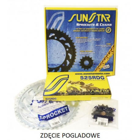Sunstar, řetězová sada, Suzuki DL 650 V-STROM / ABS 07-19, zlatý řetěz (15/47/118) (do 1100ccm XW RING)