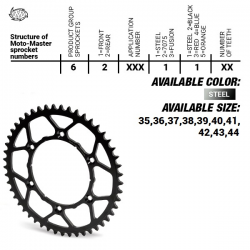 Moto-Master, rozeta, ocelová UltraLight 4395 40 (439540) KTM SX 50/SX 50 MINI '04-'13 (řetěz 415) černá barva