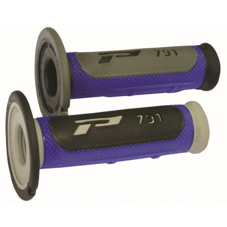 Progrip, gripy PG791 Off Road (22+25mm, délka 115mm) barva šedá/modrá (dvousměsové) (791-386) (PG791BL/GR)