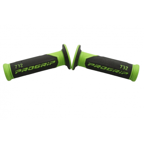 Progrip, gripy PG732 Road (22+25mm, délka 125mm) barva šedá/zelená fluo (dvousměsové) (732-391)