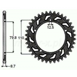 Sunstar, rozeta 334 43 Honda VT 500 '84-'86, CBX 550 '82-'86, CBR 600 '87-'90, CBR 1000 '87-'00, VF 750 '83-'85, V