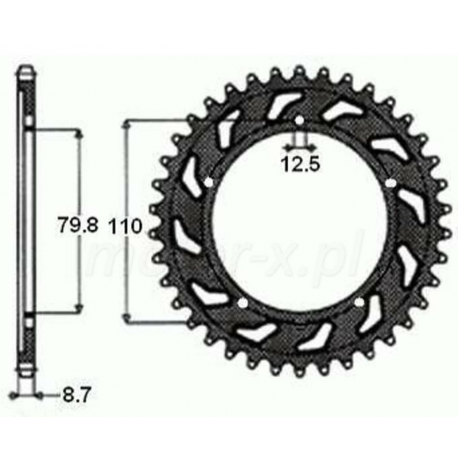 Sunstar, rozeta 334 43 Honda VT 500 '84-'86, CBX 550 '82-'86, CBR 600 '87-'90, CBR 1000 '87-'00, VF 750 '83-'85, V