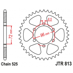 JT, rozeta Suzuki TM 400 '71-75, TS 250 '75-83, TS 400 '72-77 (JTR813,40) (řetěz 525)