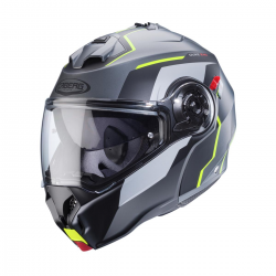 Caberg, vyklápěcí přilba Flip-Up, model Duke Evo, Move, barva šedá matná/černá/žlutá, velikost L
