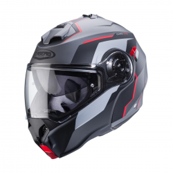 Caberg, vyklápěcí přilba Flip-Up, model Duke Evo, Move, barva šedá matná/černá/červená, velikost L