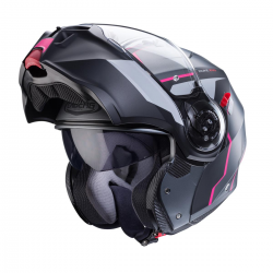 Caberg, vyklápěcí přilba Flip-Up, model Duke Evo, Move, barva šedá matná/černá/fialová, velikost S