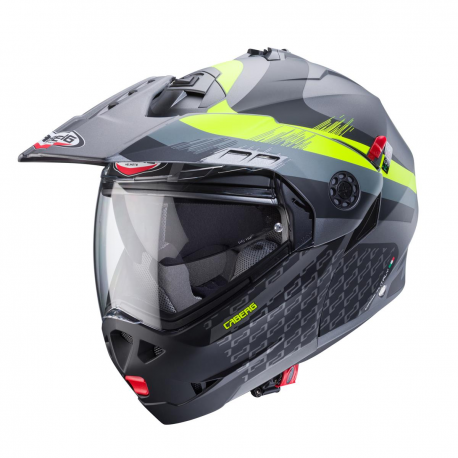 Caberg, vyklápěcí přilba Flip-Up, model Tourmax X, Sarabe, barva šedá matná/černá/žlutá, velikost M