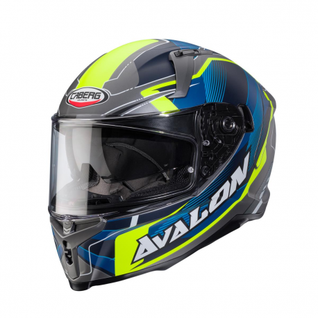 Caberg, integrální přilba Avalon X, Optic, barva šedá/modrá/žlutá, velikost M