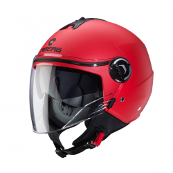 Caberg, Jet přilba se sluneční clonou, model Riviera V4X, červená matná barva, velikost XXL