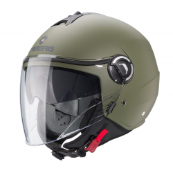Caberg, Jet přilba se sluneční clonou, model Riviera V4X, zelená matná barva - Military Green, velikost XXL