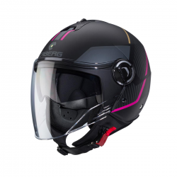 Caberg, Jet přilba se sluneční clonou, model Riviera V4X, barva černá/fialová/šedá, velikost S