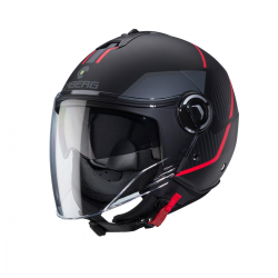 Caberg, Jet přilba se sluneční clonou, model Riviera V4X, barva černá/červená/šedá, velikost L