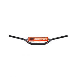 Scar Racing, řidítka s hrazdou, 28,6mm, model RC BEND, černá barva, chránič oranžová/bílá