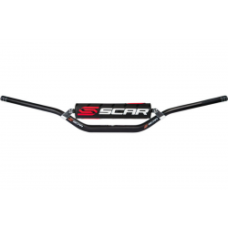 Scar Racing, řidítka s hrazdou, 28,6mm, model STEWART/VILLOPOTO, černá barva, chránič černá/bílá