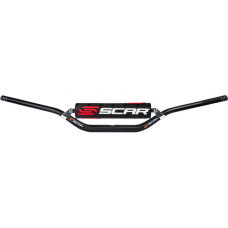 Scar Racing, řidítka s hrazdou, 28,6mm, model STEWART/VILLOPOTO, černá barva, chránič černá/bílá