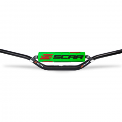 Scar Racing, řidítka s hrazdou, 28,6mm, model STEWART/VILLOPOTO, černá barva, chránič zelená/bílá