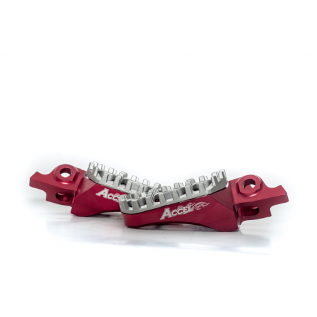 Accel, stupačky, Honda CRF 250/450R,X '04-'17,CRF150R '07-'16,CR125/250 '02-'07,ALUMINIUM 7075,červená barva, regulovatelná šířk
