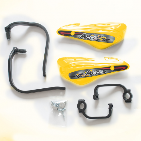 Accel, chrániče páček s ALU výztuhou, STRONG (22+28mm) (ALU-černé, plasty-žluté)