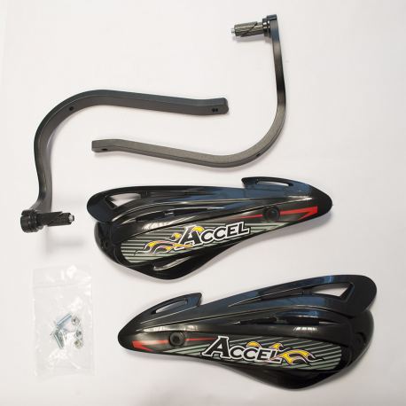 Accel, chrániče páček s ALU výztuhou, ATV (22+28mm) (ALU-černé, plasty-černé)