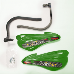 Accel, chrániče páček s ALU výztuhou, ATV (22+28mm) (ALU-černé, plasty-zelené)