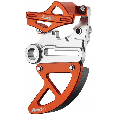 Accel, kryt zadního kotouče a brzdiče, KTM SX/SXF/EXC/EXCF '13-'22, Husqvarna TC/FC '15-'22 (oska 25 mm), oranžová barva