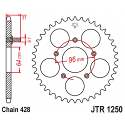JT, rozeta JTR1250 56 Honda NX 125 '89-90' (JTR1250.56)*(řetěz 428)