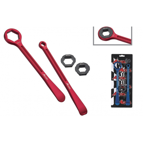 Accel, montpáky na pneu (23+24cm) ALU7075 kované, s klíči 10,13,22,27,32 mm, oranžová barva