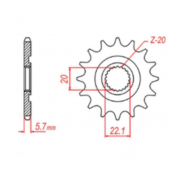 MTX, řetězové kolečko, 2103 13 Yamaha YZF 250 '01-'17, WR 250F '01-'17 (JTF1590.13) (řetěz 520)