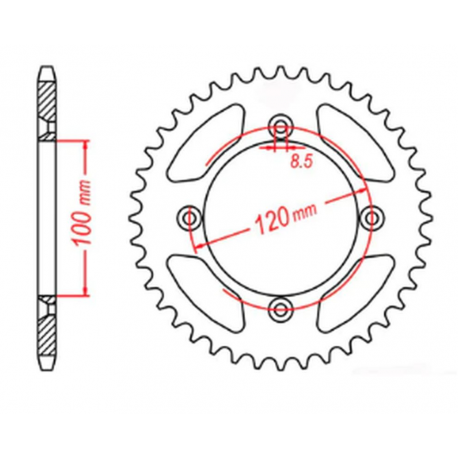 MTX, rozeta, 798 52 Suzuki RM 85 02-18, Yamaha YZ 80/85 (řetěz 428) (JTR798.52)