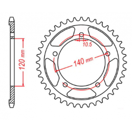 MTX, rozeta, 4398 42 Suzuki GSR 750 '11-'19, GSXR 750 '00-'03, DL 1000 '15-'16, GSX 750S '15-'16 (JTR1792.42)