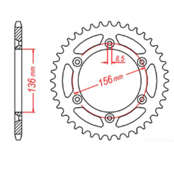 MTX, rozeta, 702 43 Husqvarna SM 610 '08-'09, Suzuki DR350 '90-'03, RGV 250 '91-'96 (JTR822.43) (řetěz 520)