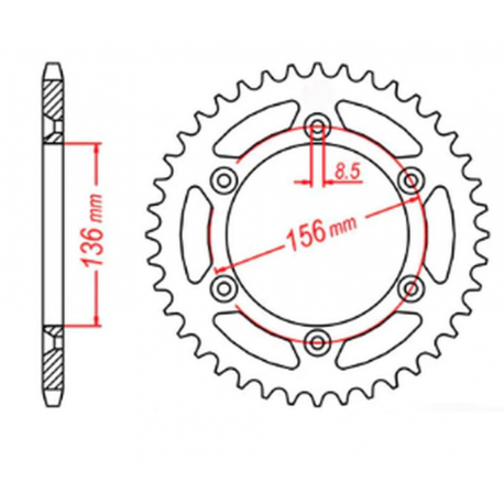 MTX, rozeta, 702 45 Husqvarna TE 410 '99-'00, TE 610 '99-'09, SMR 450/630 '03-'04, Suzuki DR 350 '90-'03 (JTR