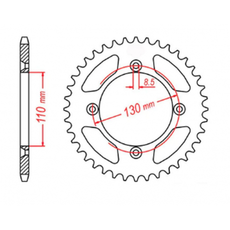 MTX, rozeta, 4306 49 Honda CR 80/85 '85-'07 (JTR215.49) (řetěz 420)