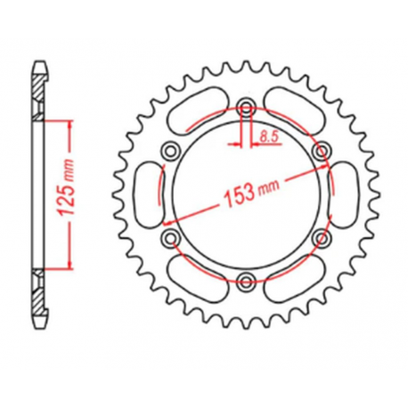MTX, rozeta, 4547 54 Honda XR 125L '03-'07 (JD19) (JTR1258.54) (řetěz 428)