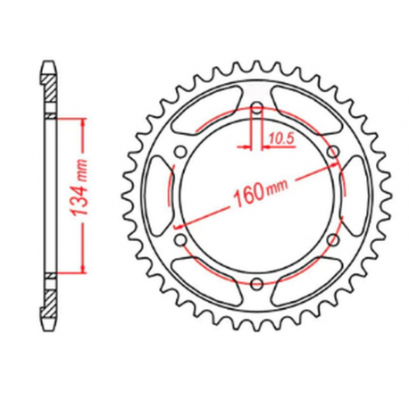 MTX, rozeta, 4405 42 Honda CBR 600RR '03-'06 (PC37) (JTR1307.42) (řetěz 525)