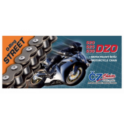 ČZ, řetěz 525 DZO (122 článkůA) O-RING, bronze do 900 ccm (street) (40,0 KN) + nýtovací spojka