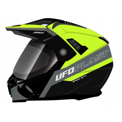 UFO, přilba Aries OffRoad/Dual/Tourer, s protisluneční clonou, barva černá/šedá/zlatá, velikost