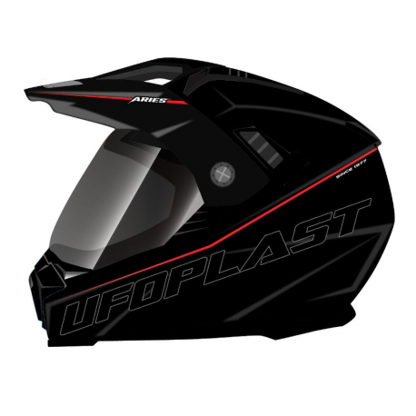 UFO, přilba Aries OffRoad/Dual/Tourer, s protisluneční clonou, černá barva velikost XL -