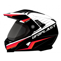 UFO, přilba Aries OffRoad/Dual/Tourer, s protisluneční clonou, barva černá/bílá/červená