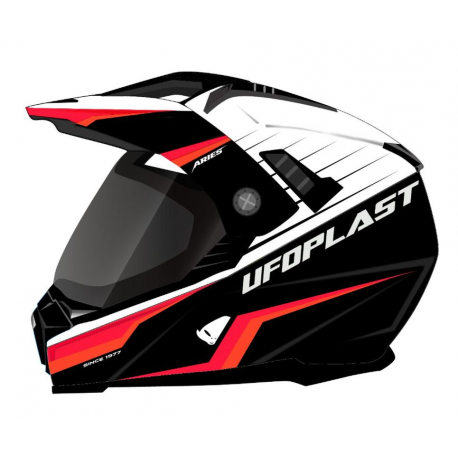 UFO, přilba Aries OffRoad/Dual/Tourer, s protisluneční clonou, barva černá/bílá/červená